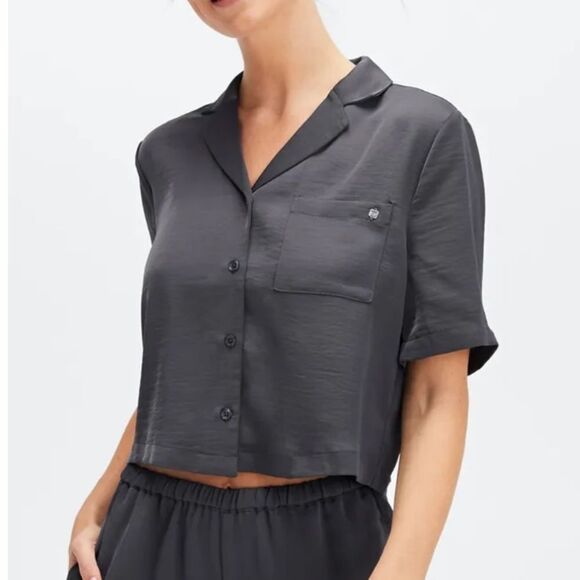 Fabletics Sleep Button Down Womens Pewter Size 2X NWT in packaging - Picture 1 of 5